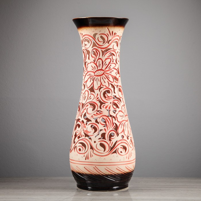 Ваза напольная "Осень" ажур, оранжевая