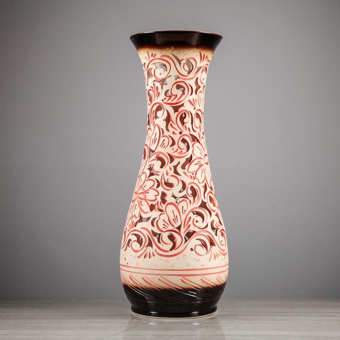 Ваза напольная "Осень" ажур, оранжевая