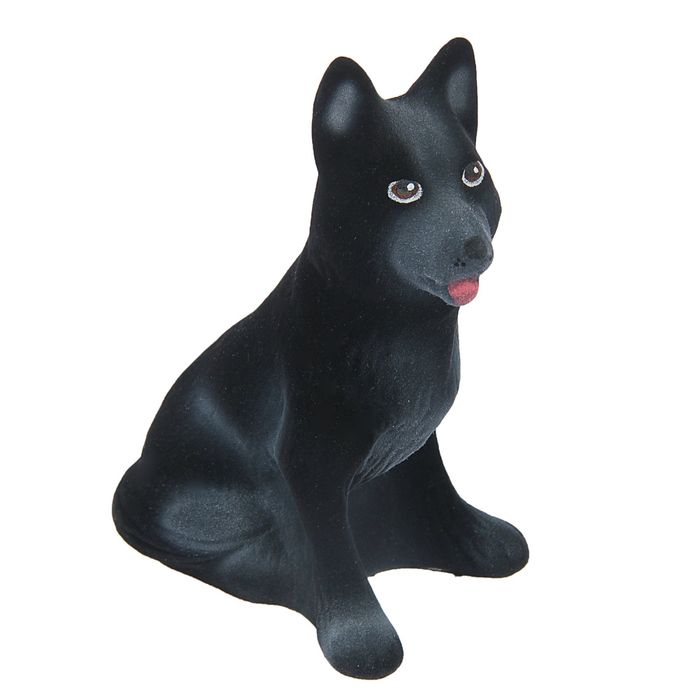 Копилка "Собака овчарка" малая, флок, чёрная