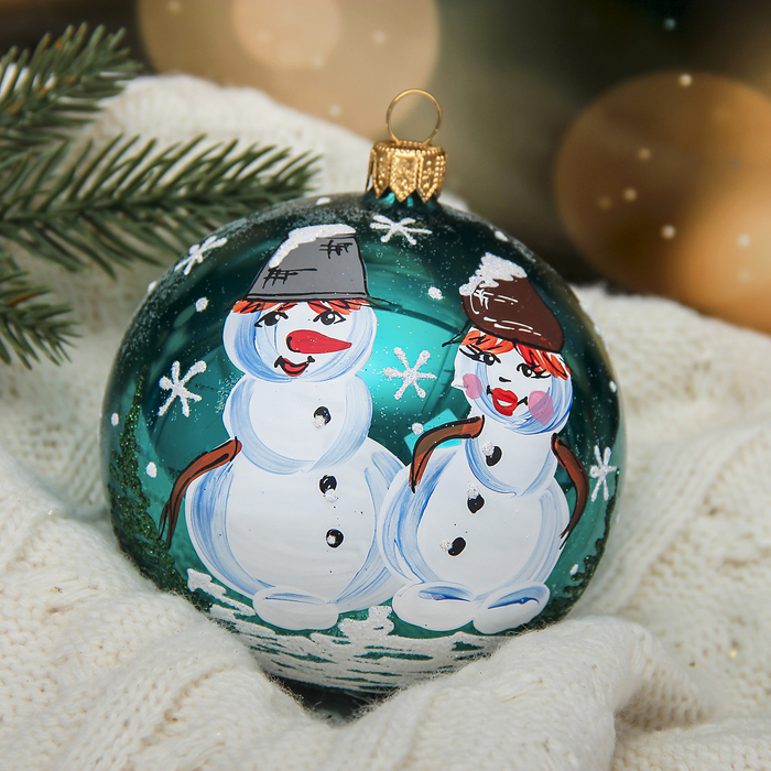 Новогодний шар ручной работы "Снеговички" микс