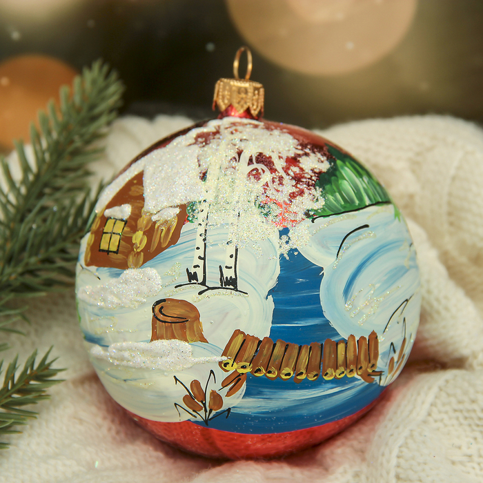 Новогодний шар ручной работы "Дальнее зимовье" микс