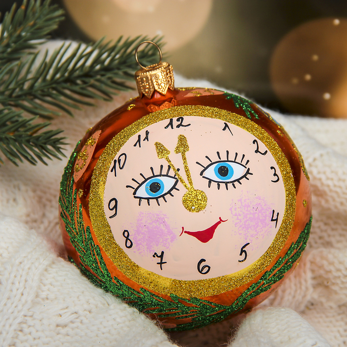 Новогодний шар ручной работы "Часики" микс