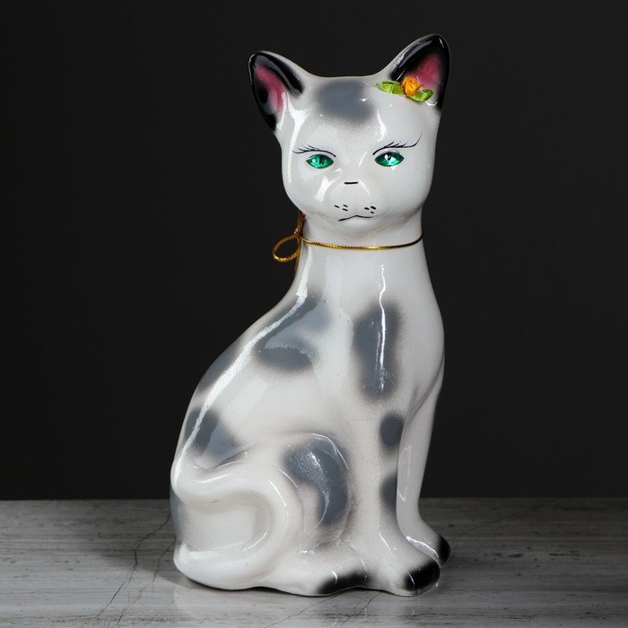 Копилка "Кошка Лиза" глянец, белый леопард