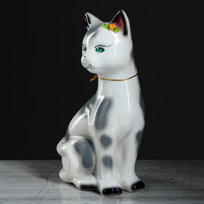 Копилка "Кошка Лиза" глянец, белый леопард