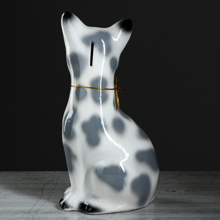 Копилка "Кошка Лиза" глянец, белый леопард