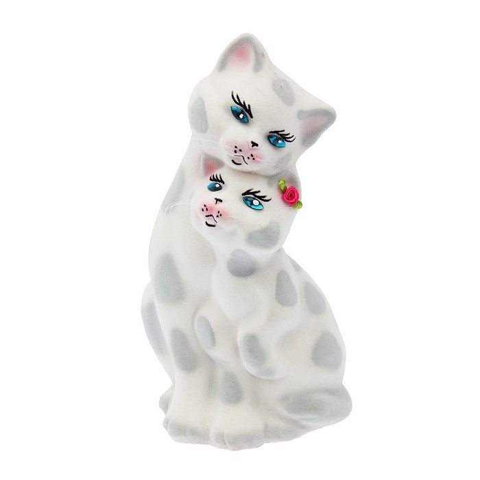 Копилка "Герда с котёнком" средняя, флок, белый леопард