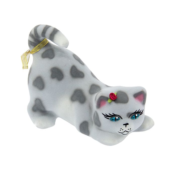 Копилка "Мася" флок, серый леопард