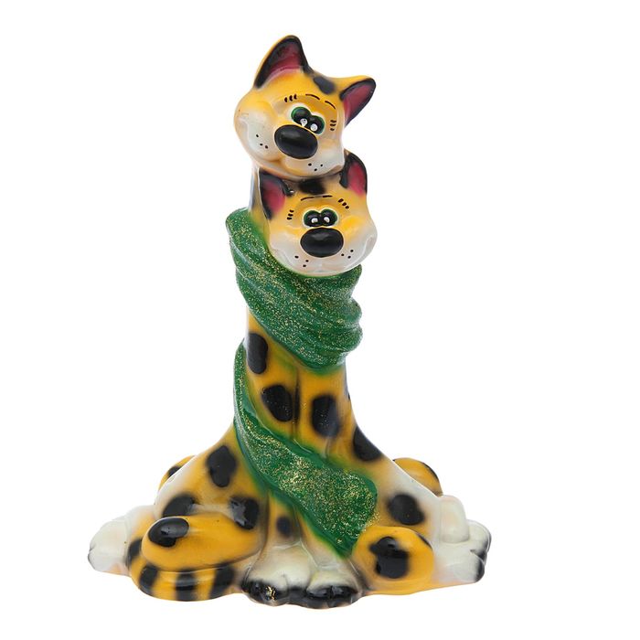 Копилка "Коты в шарфе" глянец, жёлтый леопард