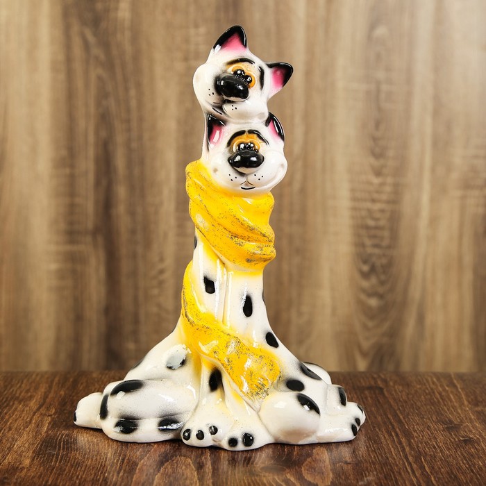 Копилка "Коты в шарфе" глянец, белый леопард, микс