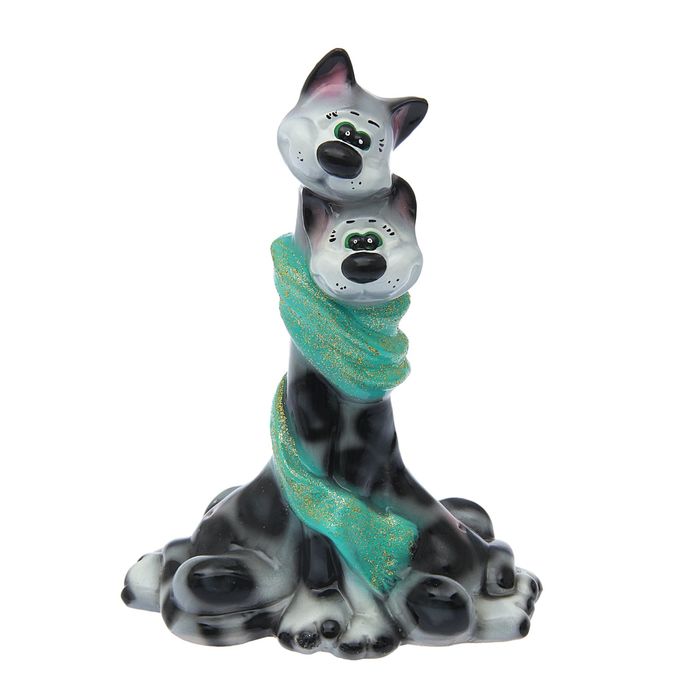 Копилка "Коты в шарфе" глянец, серый леопард