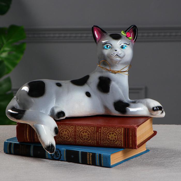 Копилка "Кошка Агнесса" глянец, белый леопард