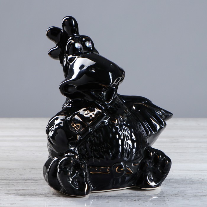 Копилка "Петух банкир" глазурь, чёрная