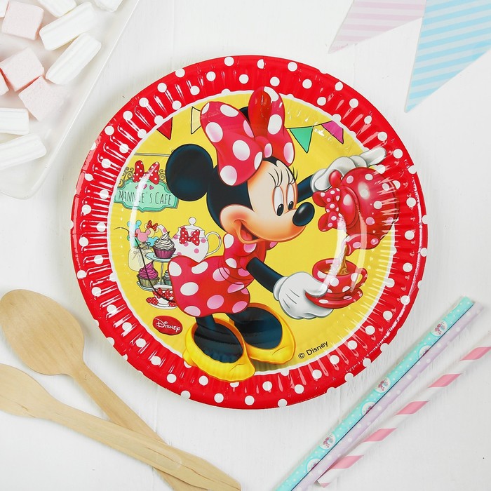 Тарелки бумажные "Кафе Минни", 20 см, набор 8 шт.