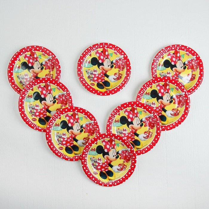 Тарелки бумажные "Кафе Минни", 20 см, набор 8 шт.