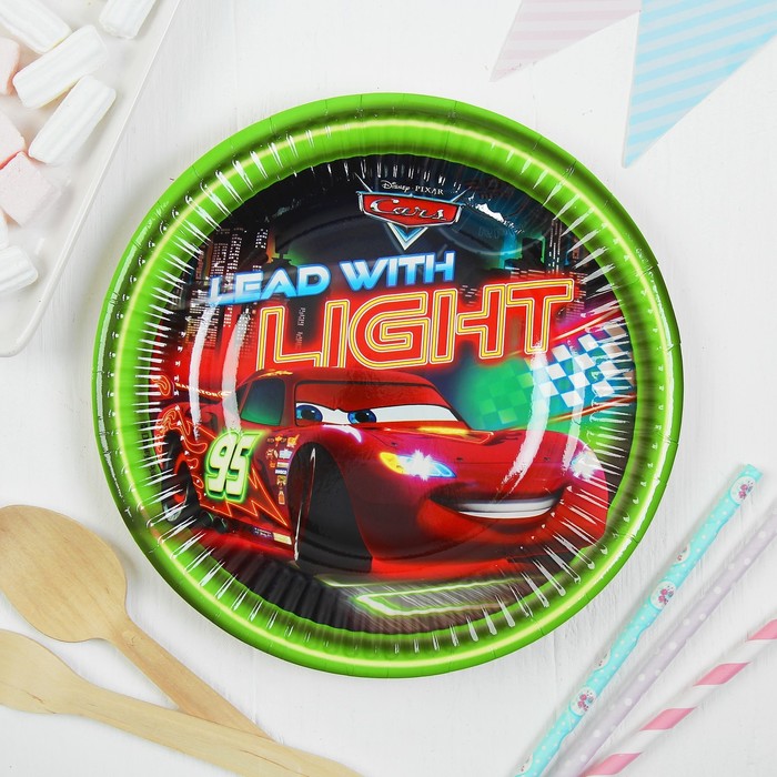 Тарелки "Тачки. Неоновый город" 20 см (набор 8 шт) / Cars Neon