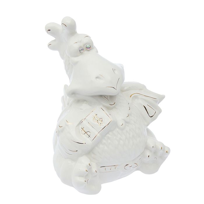 Копилка "Петух банкир", глазурь, белая