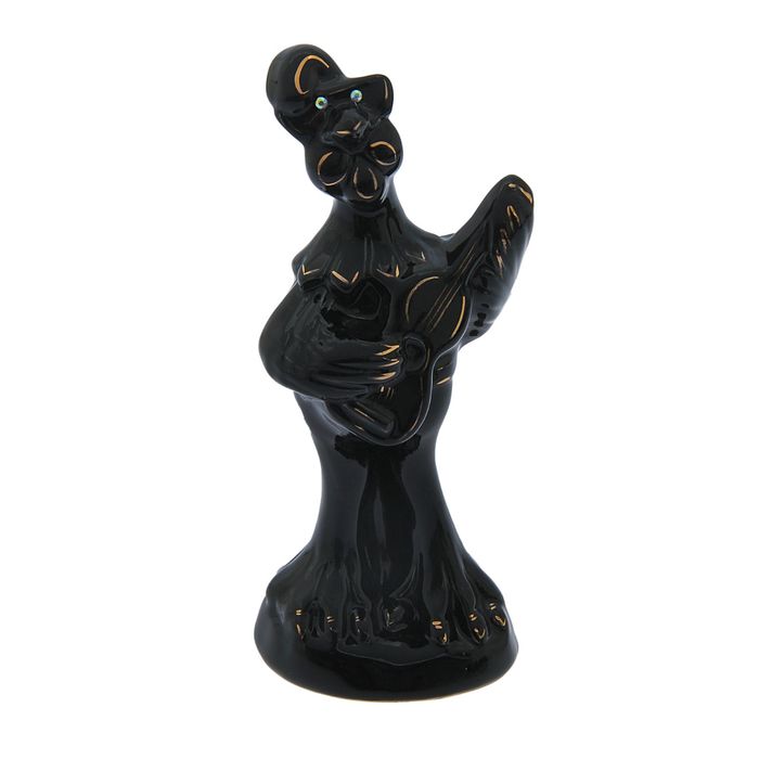 Копилка "Петух музыкант" глазурь, чёрная