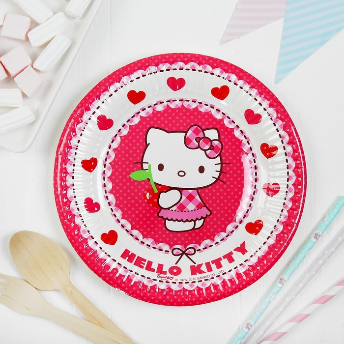 Тарелки "Хэллоу-Китти" 20 см (набор 8 шт) / Hello Kitty Hearts