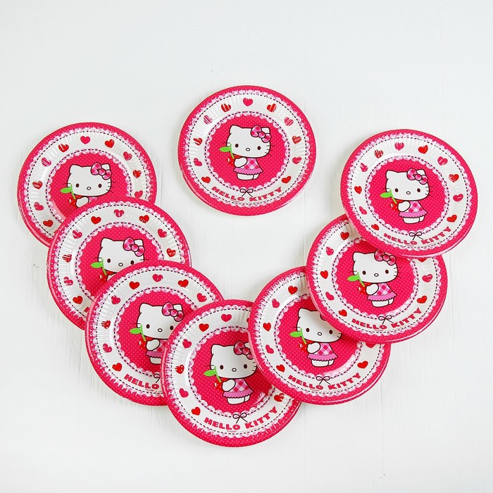 Тарелки "Хэллоу-Китти" 20 см (набор 8 шт) / Hello Kitty Hearts