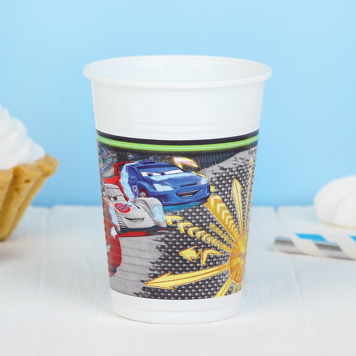 Стаканы пластиковые "Тачки. Неоновый город" 200 мл (набор 8 шт) / Cars Neon
