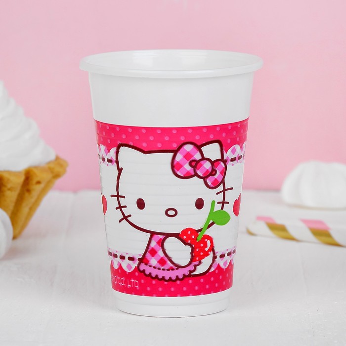 Стаканы пластиковые "Хэллоу-Китти" 200 мл (набор 8 шт) / Hello Kitty Hearts
