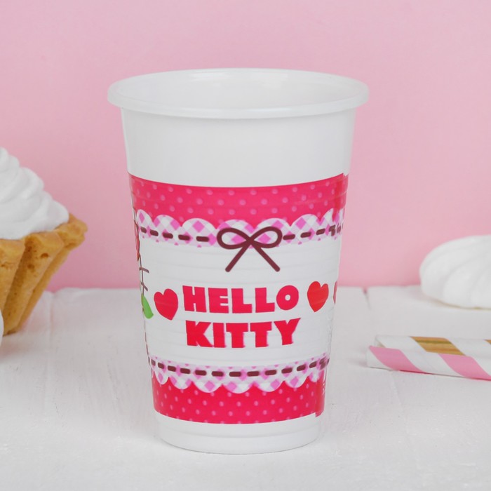 Стаканы пластиковые "Хэллоу-Китти" 200 мл (набор 8 шт) / Hello Kitty Hearts