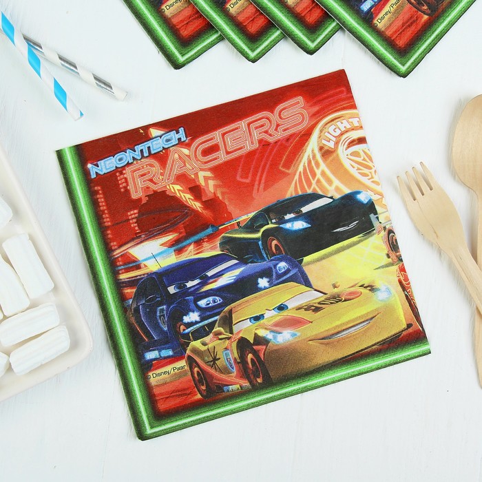 Салфетки бумажные "Тачки. Неоновый город", 33 х 33 см, набор 20 шт.