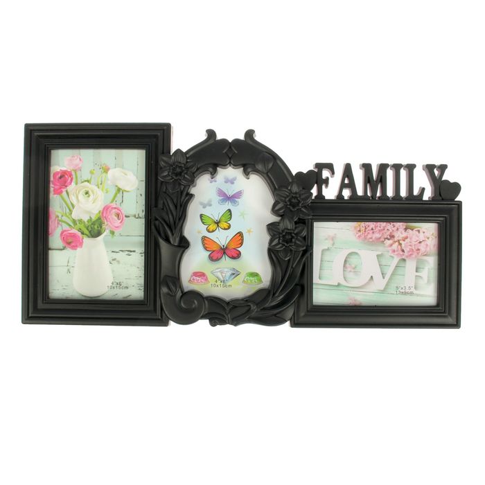 Фоторамка "Любимая семья" на 3 фото 10х15 см, чёрная