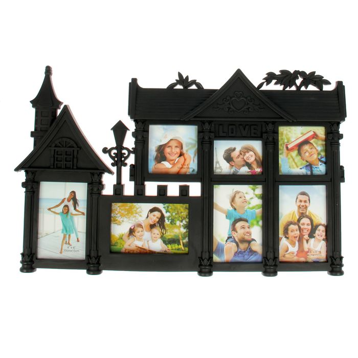 Фоторамка "Семейный особняк" на 7 фото 10х15 см, 10х10 см, 10х7.5 см, чёрная