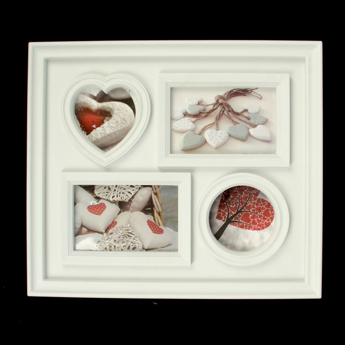 Фоторамка "Простые формы" на 4 фото 10х15 см, 10х10 см, белая