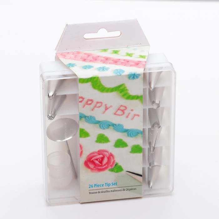 Набор кондитерских насадок d=1,7 см, 26 шт, с адаптером и кондитерским гвоздем в кейсе