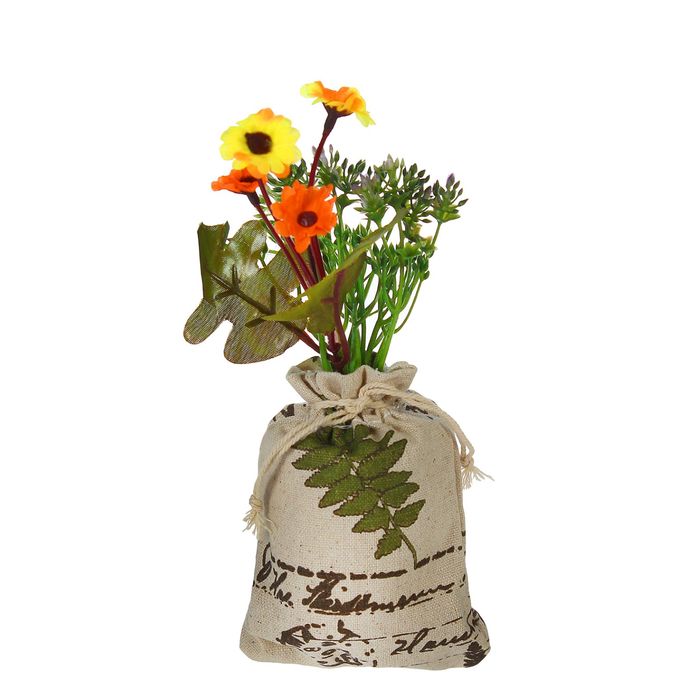 Цветочная композиция в мешочке с рисунком "Ромашки"