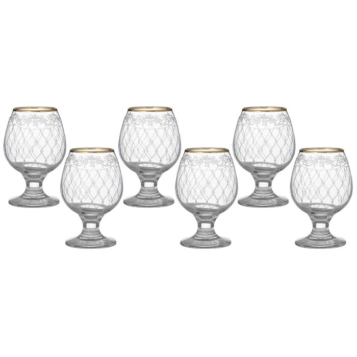 Набор бокалов для бренди 250 мл "Винтаж", 6 шт, гравировка, отводка золотом