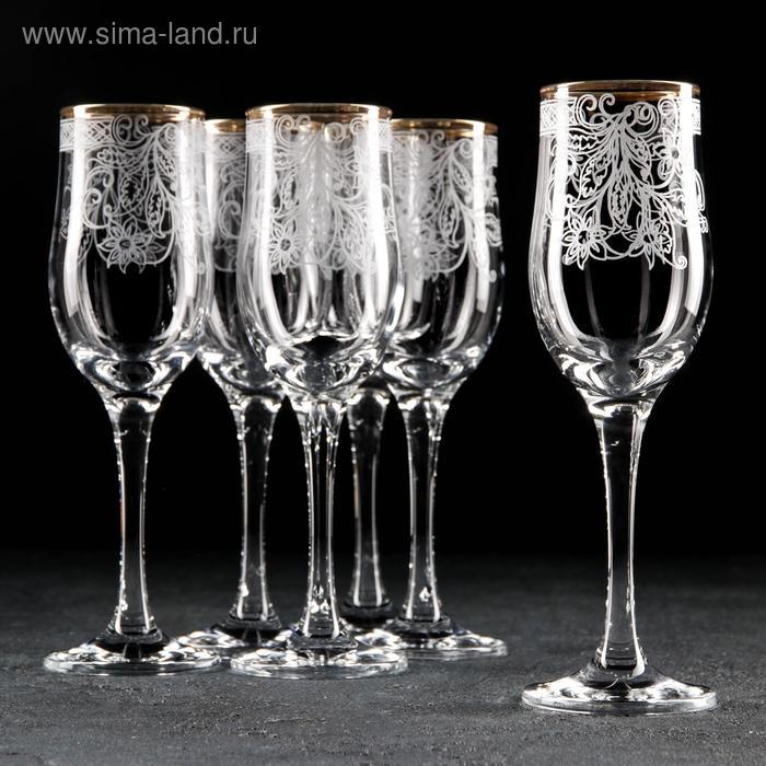 набор бокалов для шампанского рrimavera стеклянный 190 мл 6 шт гравировка напыление Набор бокалов для шампанского «Акация», стеклянный, 6 шт, 200 мл, гравировка, отводка золотом
