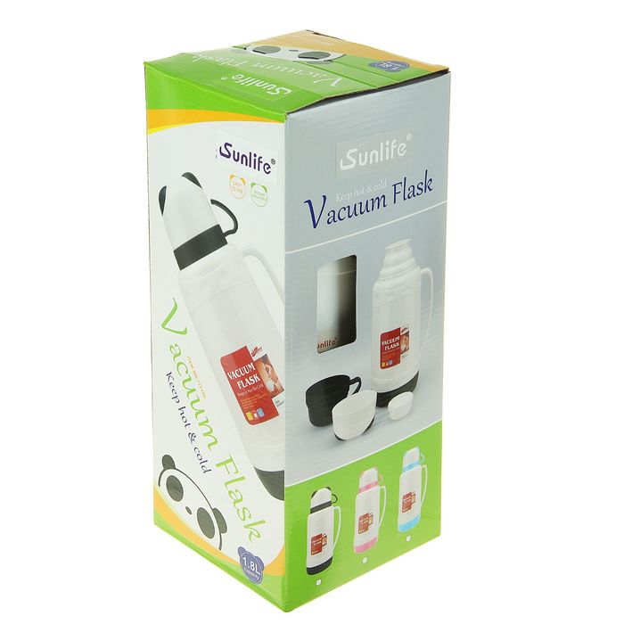 Термос с ручкой «Панда», 1.8 л, 2 кружки, 6-8 ч, микс