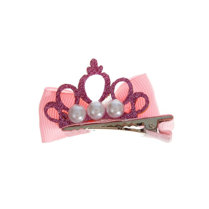 Карнавальный зажим "Бантик с короной", набор 2 шт., цвета МИКС
