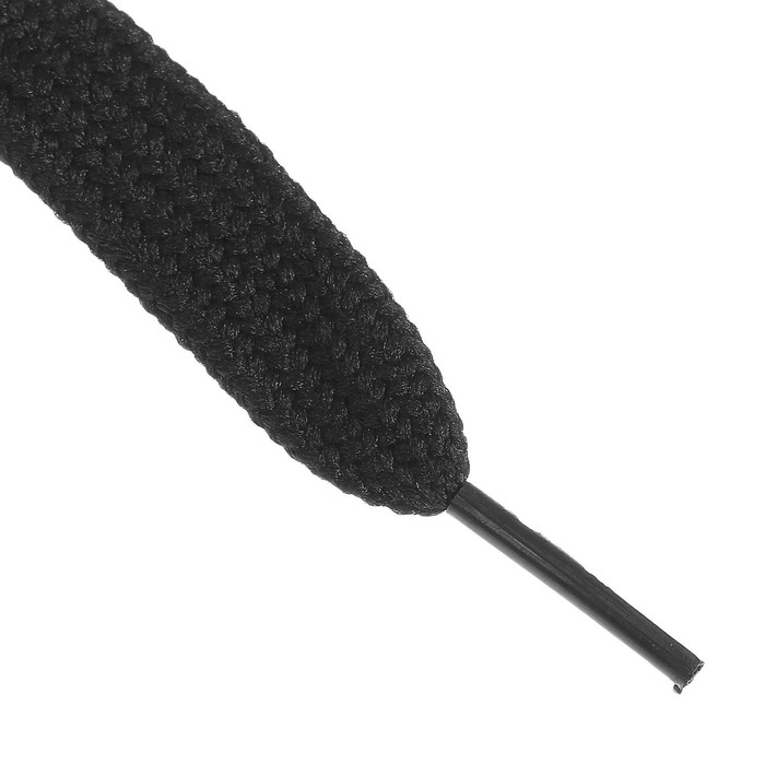 фото Шнурки для обуви, пара, плоские, 8 мм, 130 см, цвет чёрный onlitop