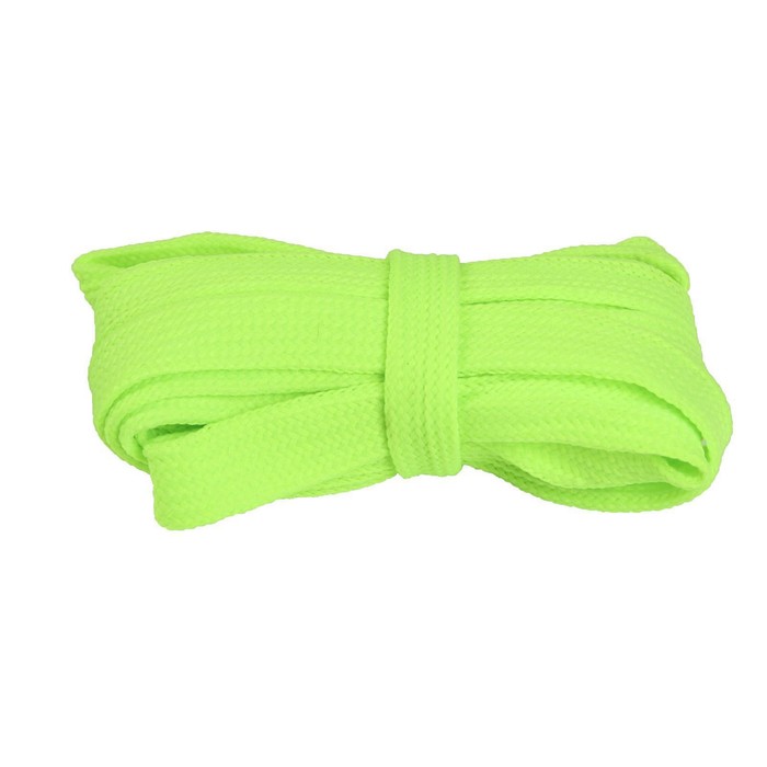 Шнурки для обуви плоские, ширина 12мм, 120см, цвет неон салатовый
