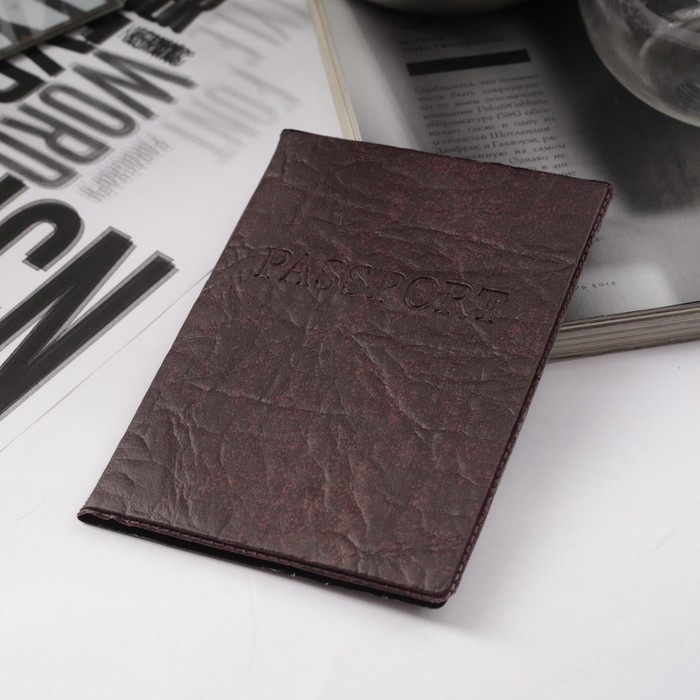 Обложка для паспорта, тиснение, цвет бордовый