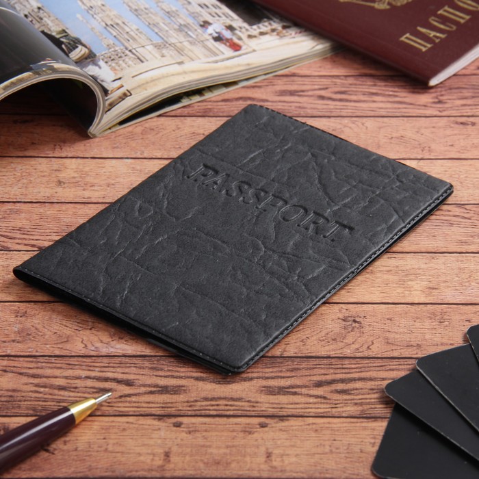 Обложка для паспорта, тиснение, цвет серый