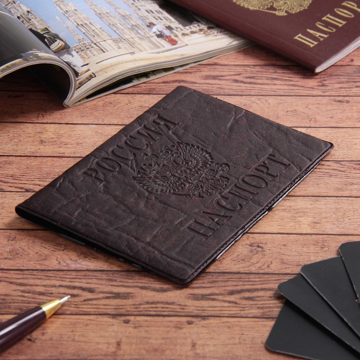 Обложка для паспорта, тиснение, бордовая