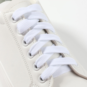 Шнурки для обуви, пара, плоские, 7 мм, 120 см, цвет белый