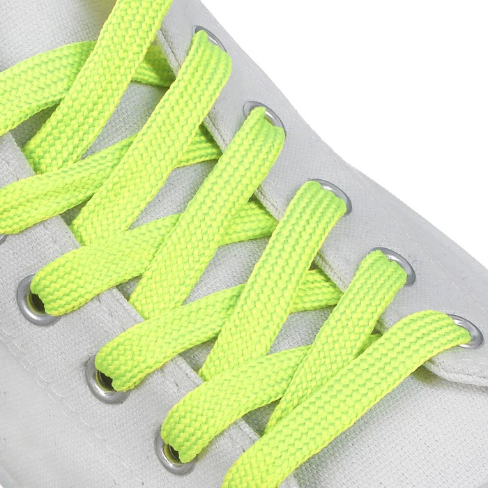 фото Шнурки для обуви, пара, плоские, 9 мм, 120 см, цвет салатовый неоновый onlitop