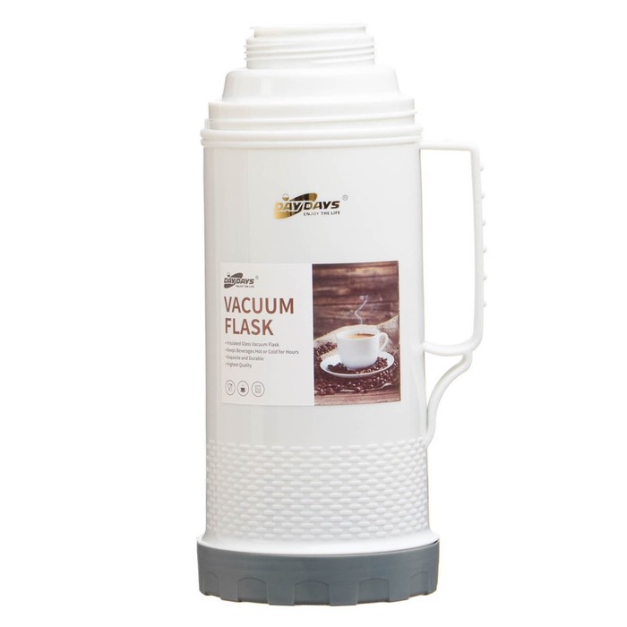 Термос 1000 мл «Квадратики», с ручкой, 1 кружка, микс, 14х29 см