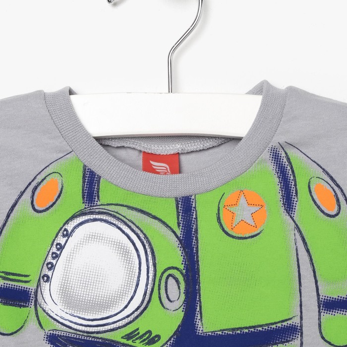 Пижама для мальчика, рост 86 см (52), цвет серый/бирюзовый