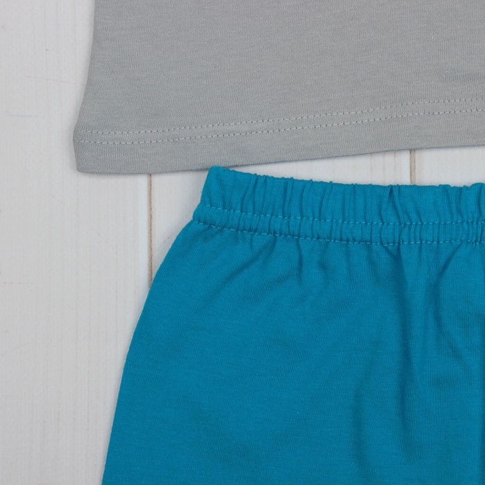 Пижама для мальчика, рост 86 см (52), цвет серый/бирюзовый