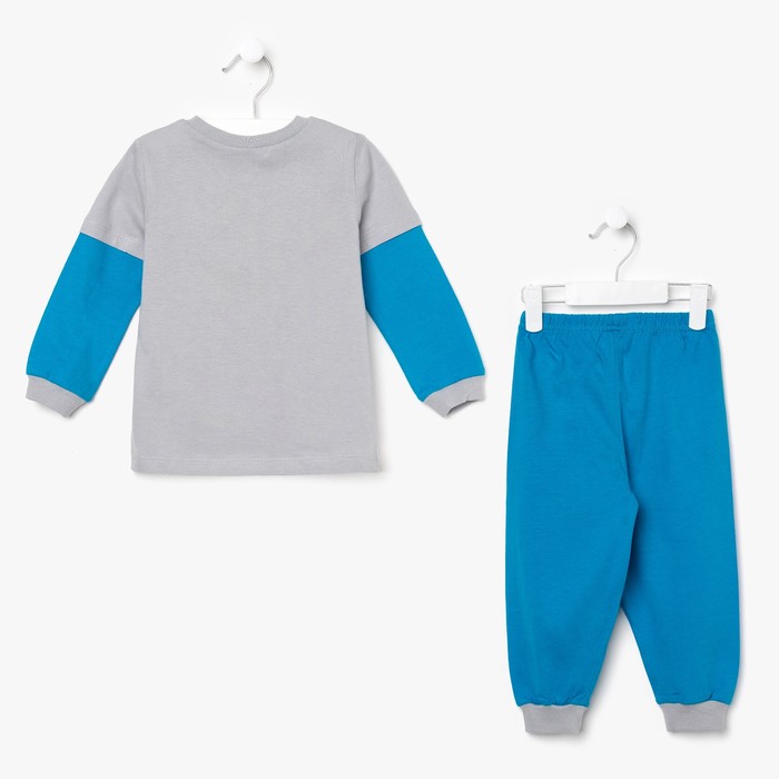 Пижама для мальчика, рост 80 см (52), цвет серый/бирюзовый