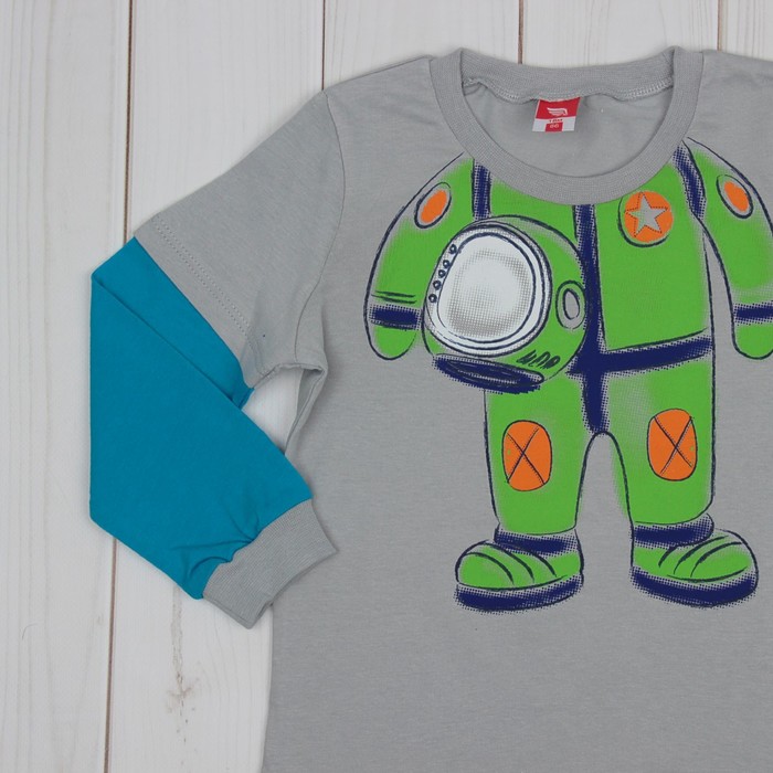 Пижама для мальчика, рост 80 см (52), цвет серый/бирюзовый