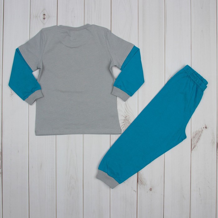 Пижама для мальчика, рост 80 см (52), цвет серый/бирюзовый