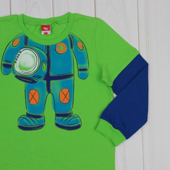 Пижама для мальчика, рост 80 см (52), цвет салатовый/синий